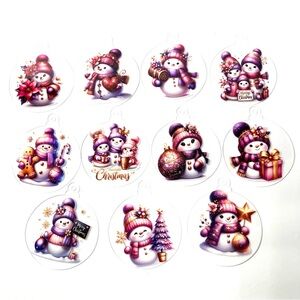 Set of Handmade Acrylic Snowman Ornaments – Set of 11